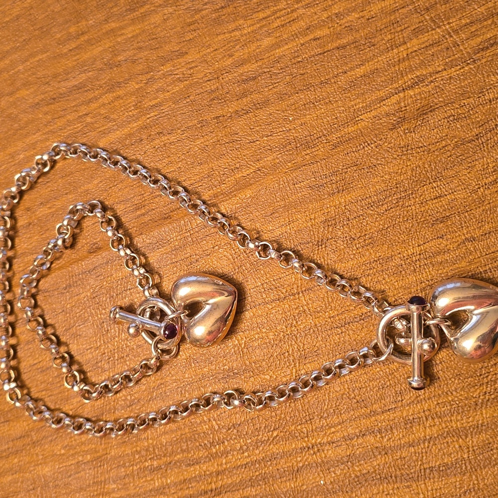 Sterling Silver Heart Pendant Necklace And Bracelet Set